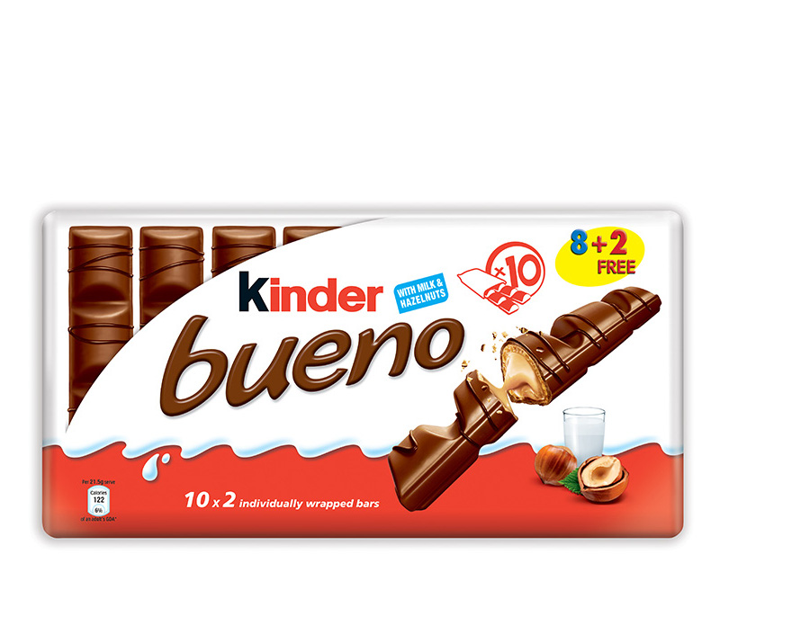 健达缤纷乐 牛奶榛子巧克力夹心威化棒10条装 | Kinder Bueno Chocolate Wafer T10 