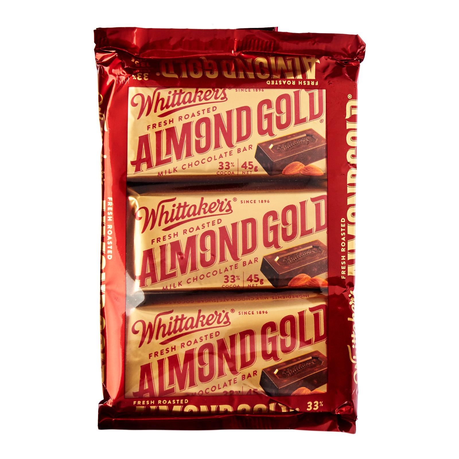 惠特克 杏仁牛奶巧克力 3条装 | Whittaker's Almond Gold Chocolate Multipack 3 x 45g