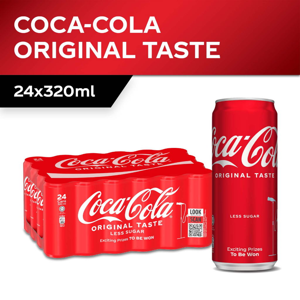 可口可乐 原味 整箱 | Coca-Cola Original Taste Can Drink Case 24 x 320ml