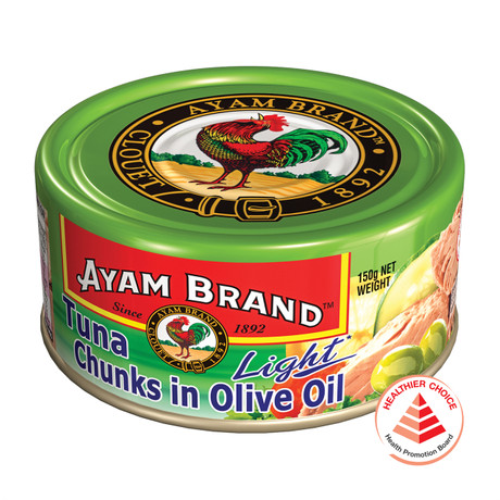 雄鸡标 橄榄油浸金枪鱼块 | Ayam Brand Tuna Chunks In Olive Oil Light  150g