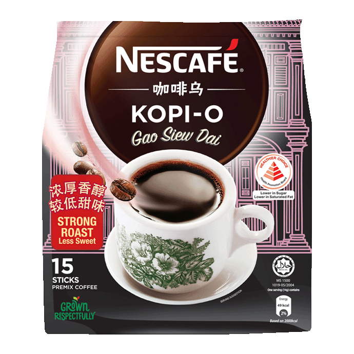 雀巢 浓厚少甜咖啡乌 速溶黑咖啡 | Nescafe Singapore Kopi-O Gao Siew Dai 15 x 14g