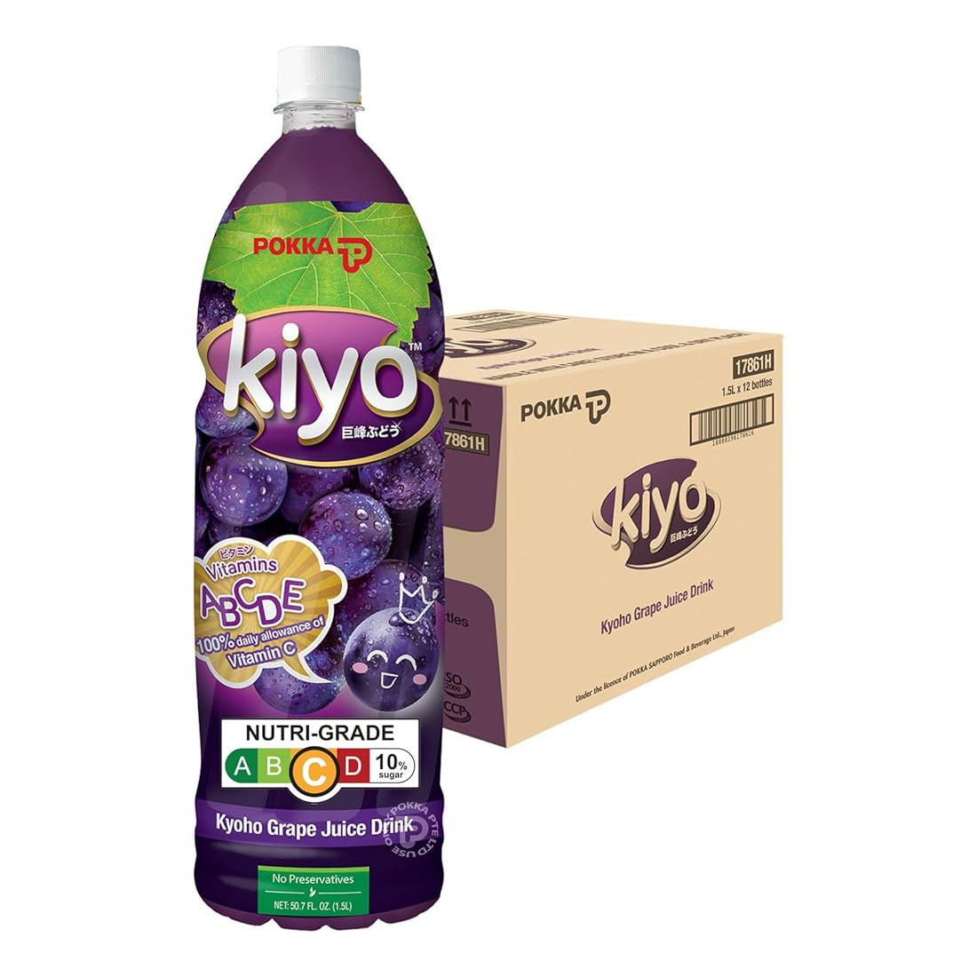 百佳 巨峰葡萄汁 瓶装整箱 | Pokka Kiyo Kyoho Grape Juice Case 12	x	1.5L