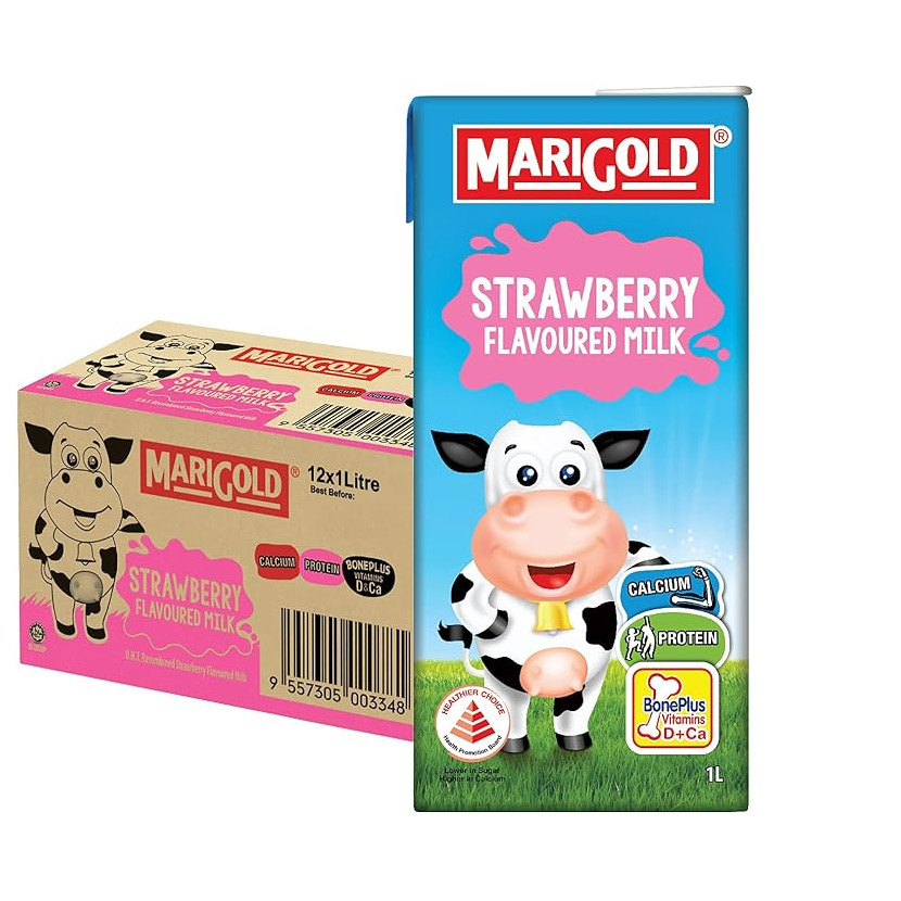 Marigold 草莓牛奶 整箱 | Marigold Strawberry UHT Milk Case 12	x	1L