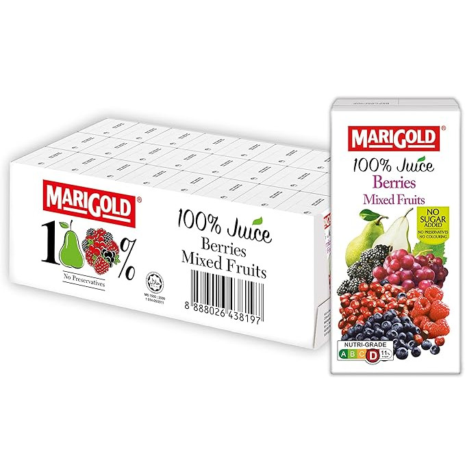 Marigold 100% 果汁【莓果混合水果】整箱 | Marigold 100% Berries Mixed Fruits Juice Case 24	x	200ml