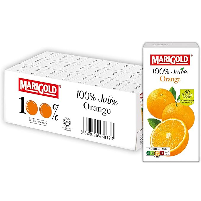 Marigold 100% 果汁【橙子】整箱 | Marigold 100% Orange Juice Case 24	x	200ml