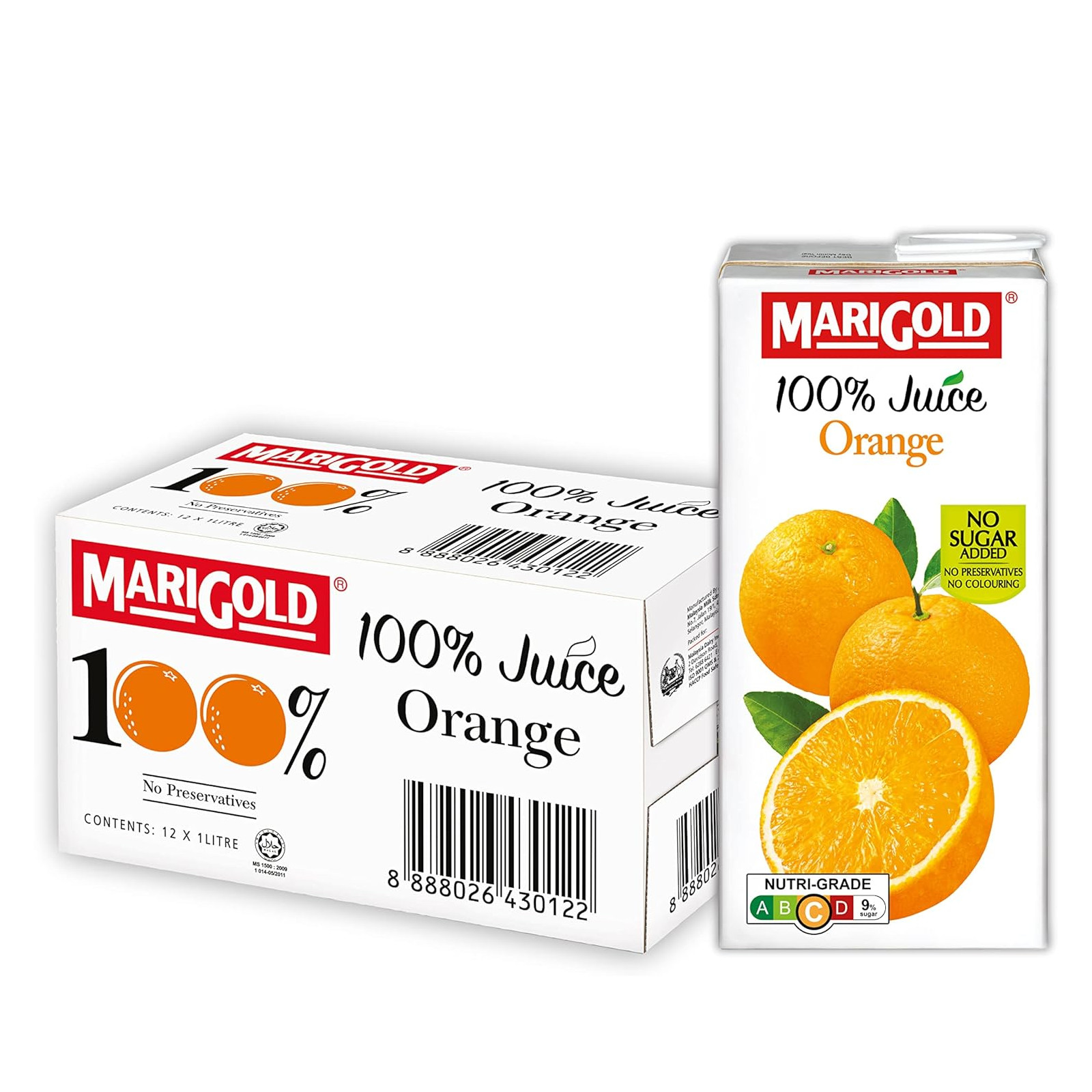 Marigold 100% 果汁【橙子】整箱 | Marigold 100% Orange Juice Case 12	x	1L