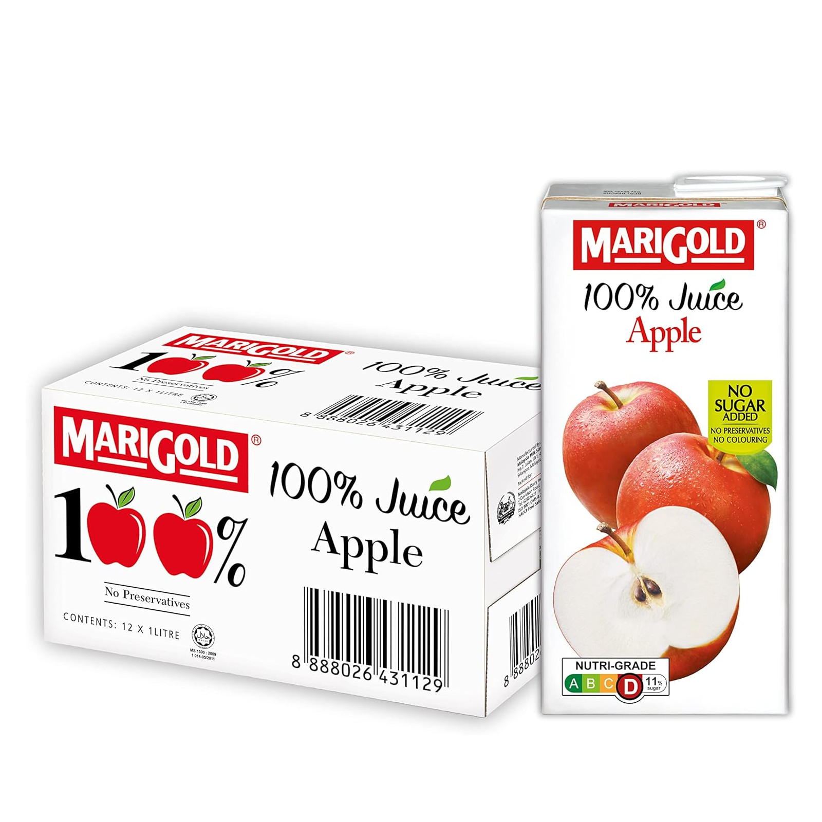 Marigold 100% 果汁【苹果】整箱 | Marigold 100% Apple Juice Case 12	x	1L