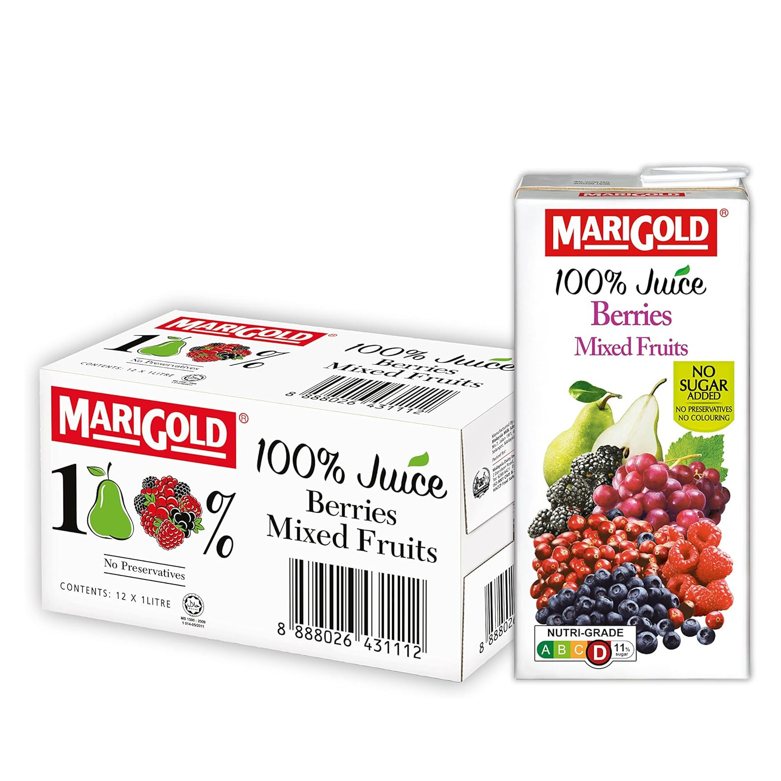 Marigold 100% 果汁【莓果混合水果】整箱 | Marigold 100% Berries Mixed Fruits Juice Case 12	x	1L