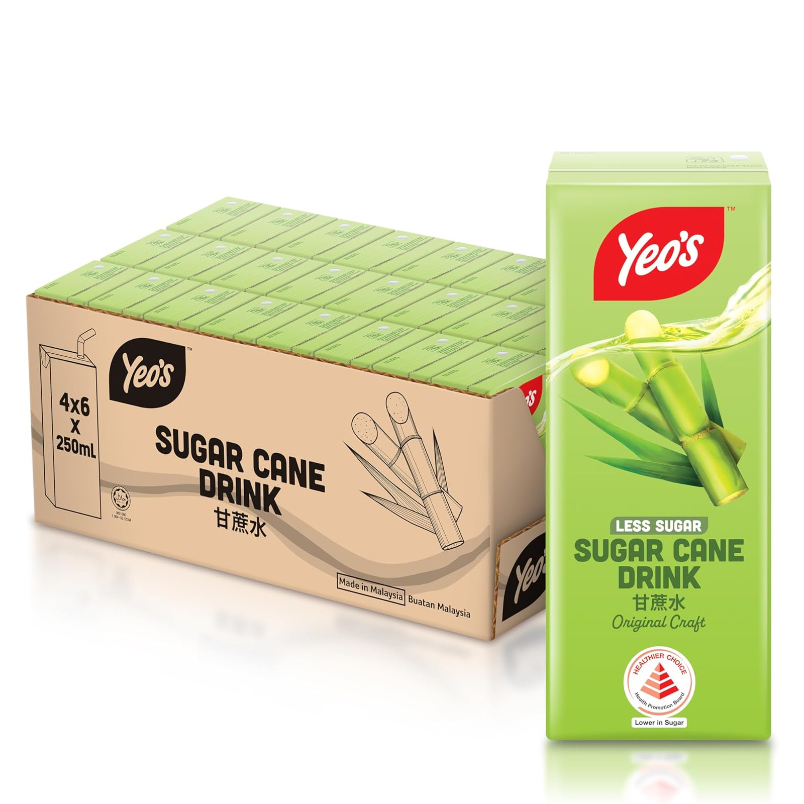 杨协成 甘蔗水 整箱 | Yeo's Sugarcane Packet Drink Case	24	x	250ml