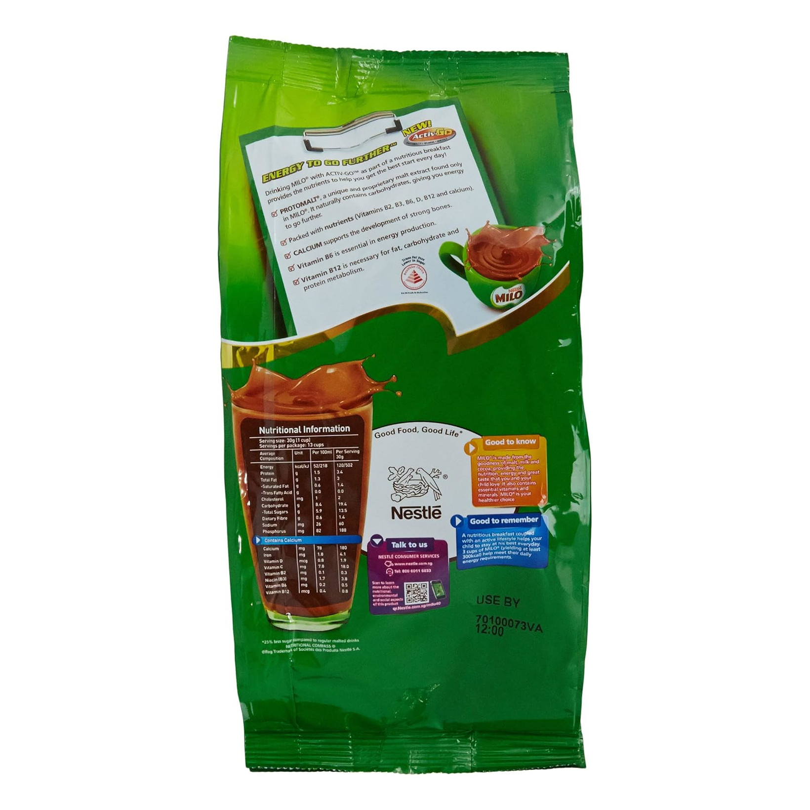 美禄 牛奶麦芽可可粉 补充装 | Milo Regular Chocolate Malt Powder With Milk Refill Pack 400g