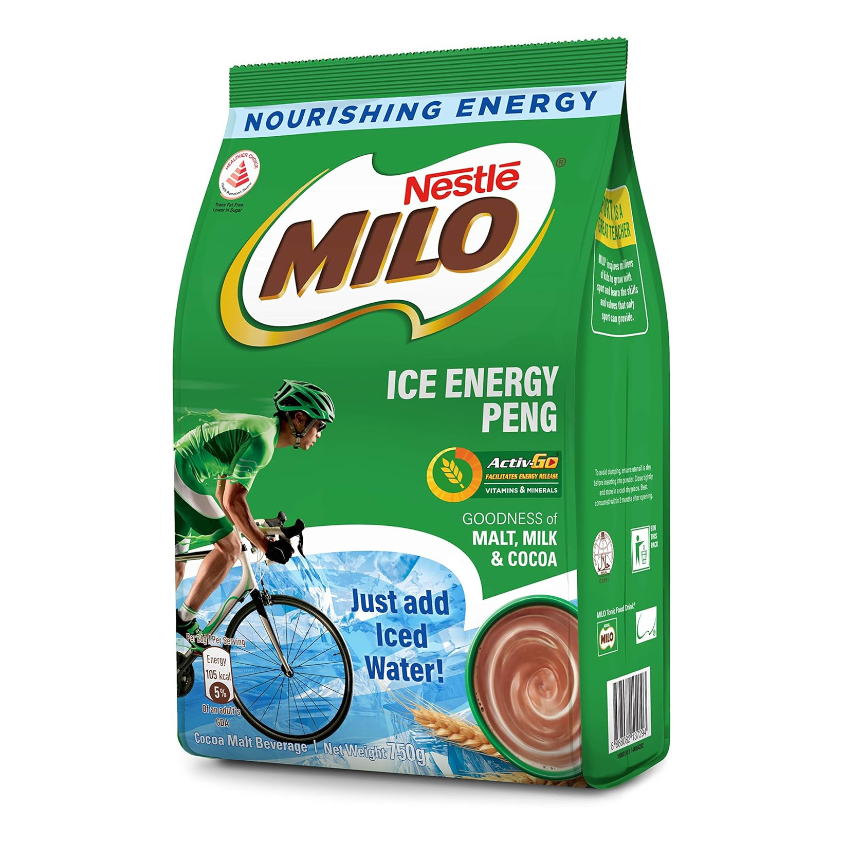 美禄 冰能量牛奶麦芽可可粉 补充装 | Milo Peng Ice Energy Chocolate Malt Powder With Milk Refill Pack 750g