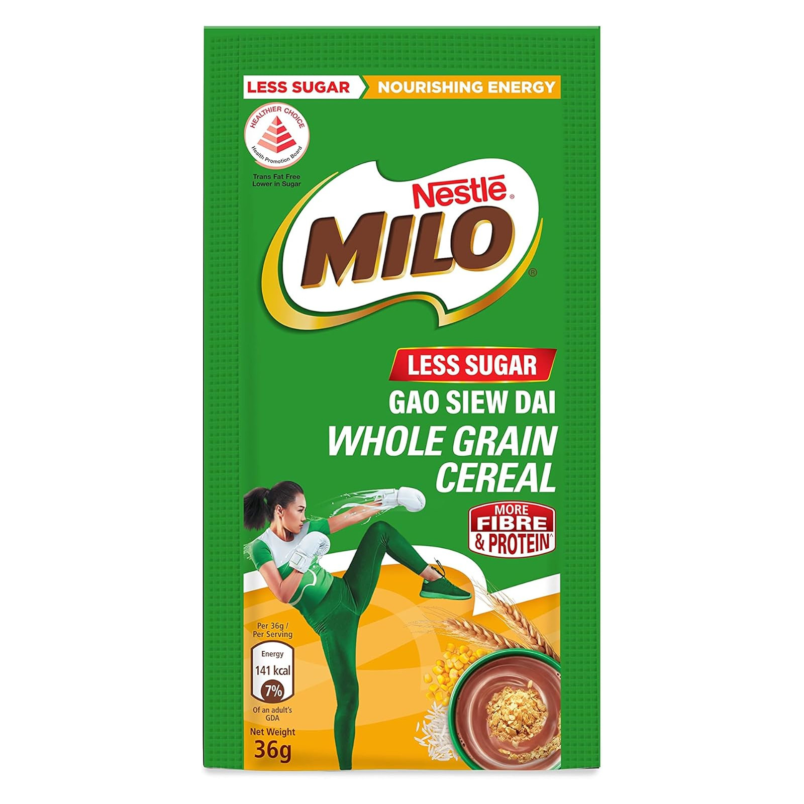 美禄 特浓少糖谷物麦片可可粉 速溶冲饮 | Milo Gao Siew Dai Less Sugar Chocolate Malt Powder With Milk & Wholegrain Cereal 10 x 36g