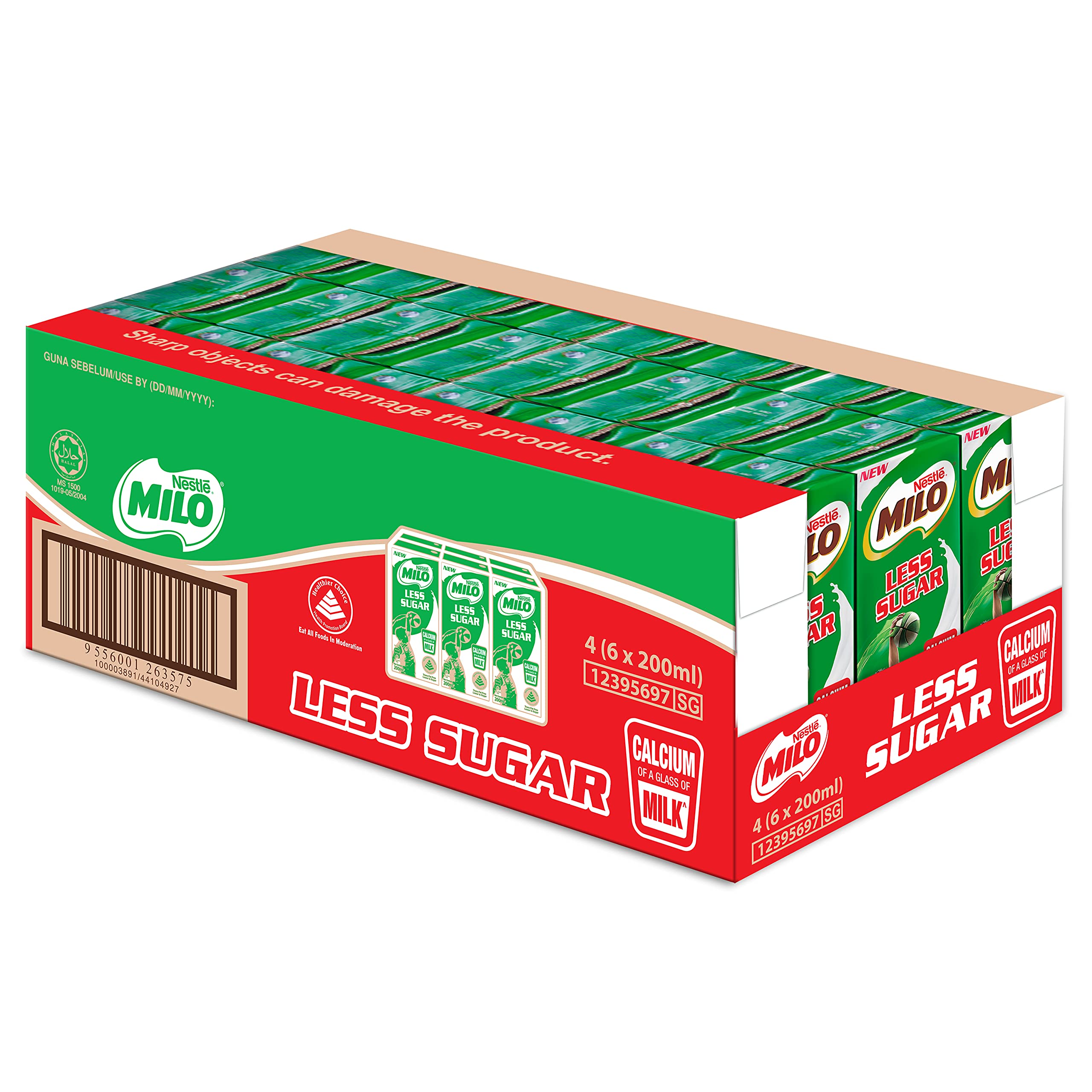 美禄 减糖巧克力麦芽饮品 整箱 | Milo UHT 50% Less Sugar Chocolate Malt Packet Drink Case 24 x 200ml