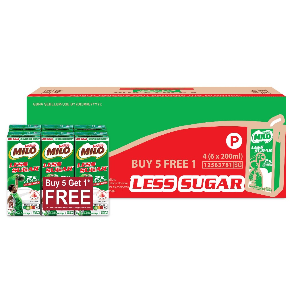 美禄 减糖巧克力麦芽饮品 整箱 | Milo UHT 50% Less Sugar Chocolate Malt Packet Drink Case 24 x 200ml