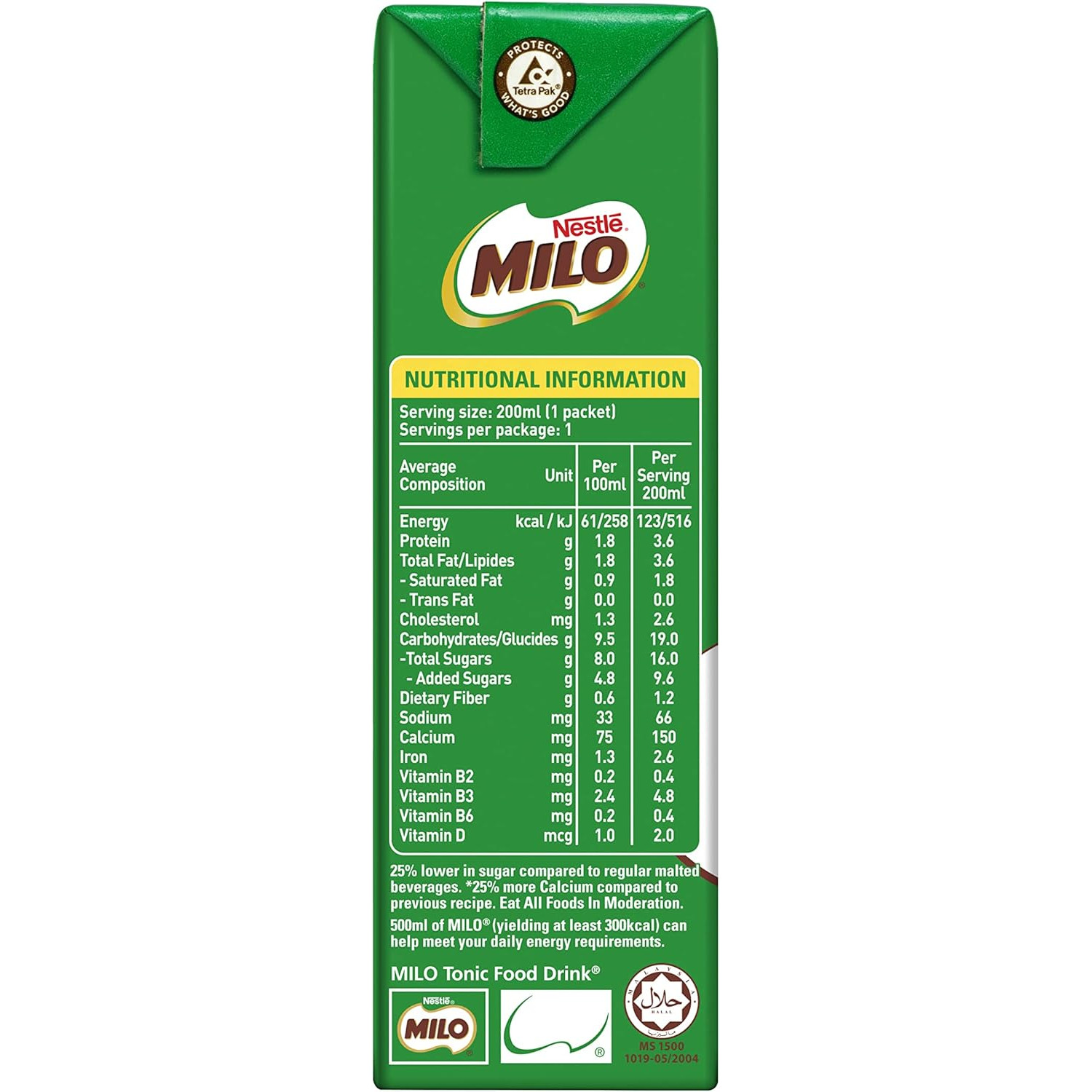 美禄 原味巧克力麦芽饮品 | Milo UHT Chocolate Malt Packet Drink	6	x	200ml