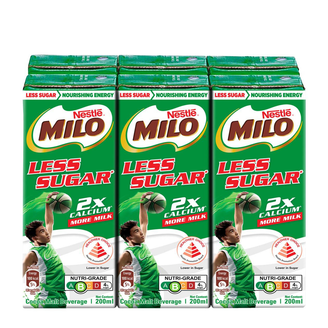 美禄 减糖巧克力麦芽饮品 | Milo UHT 50% Less Sugar Chocolate Malted Milk 6 x 200ml