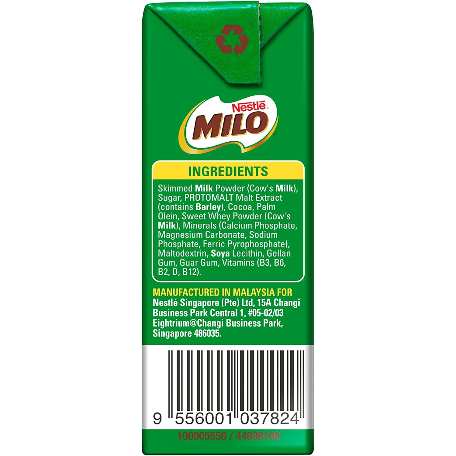 美禄 原味巧克力麦芽饮品 | Milo UHT Chocolate Malt Packet Drink	4	x	125ml