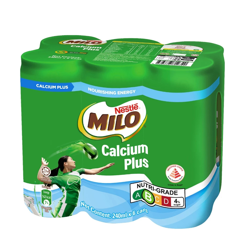 美禄 高钙可可麦芽牛奶饮品 罐装 | Milo Calcium Plus Can Drink 6 x 240ml