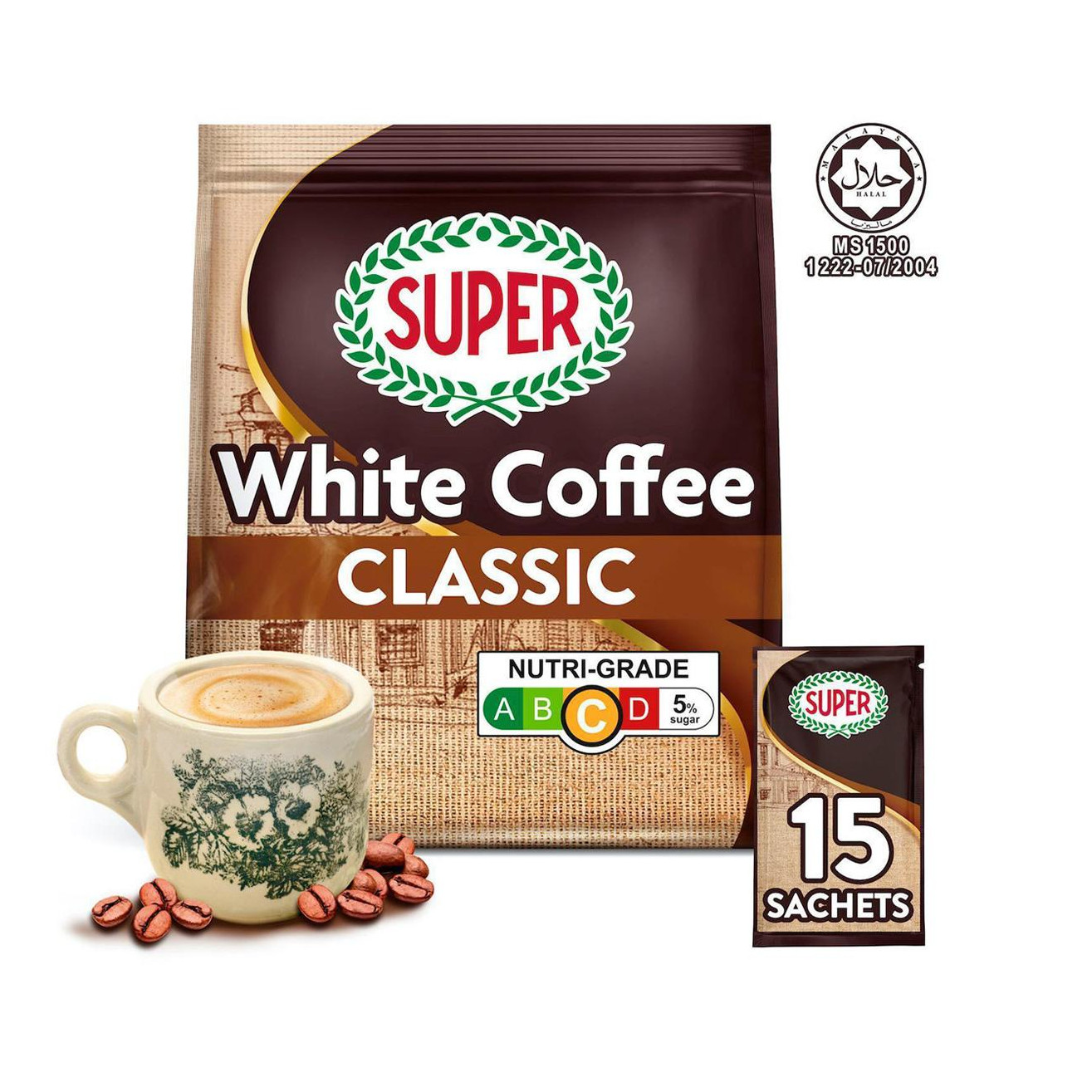 超级 炭烧经典原味白咖啡 3合1速溶 | Super Classic Instant 3 In1 White Coffee 15 x 35g