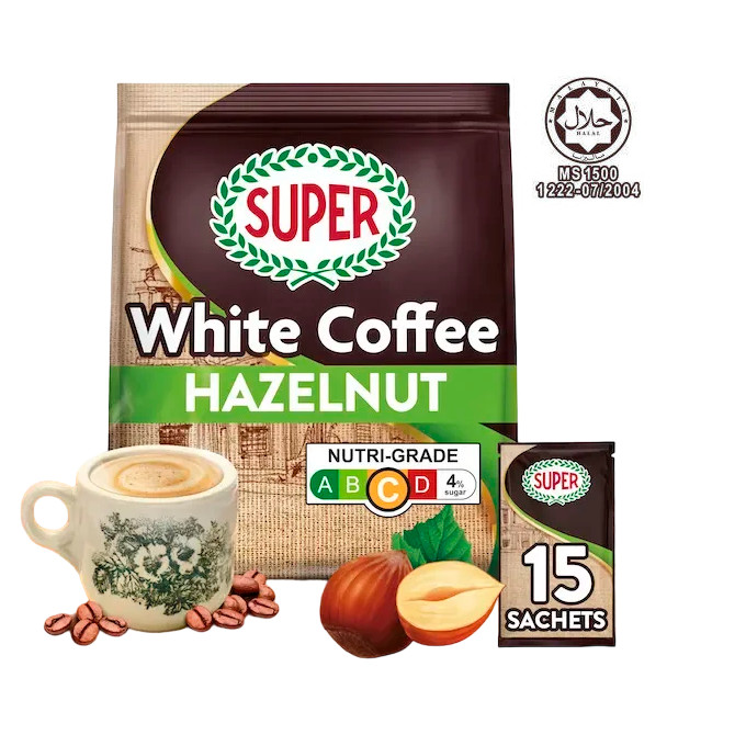 超级 炭烧榛果白咖啡 3合1速溶 | Super Hazelnut Instant 3 In1 White Coffee 15 x 33g