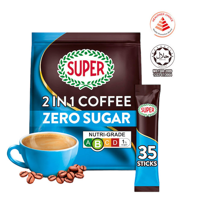 超级 无蔗糖低脂咖啡 2合1速溶 | Super Zero Sugar Added Instant 2 In1 Coffee 35 x 12g