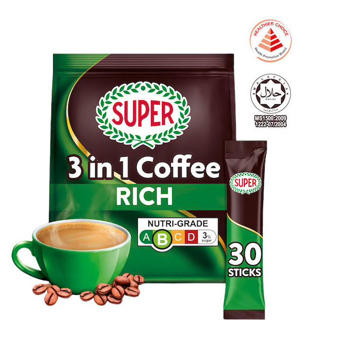 超级 特浓低脂低糖咖啡 3合1速溶 | Super Rich Instant 3 In1 Coffee 30 x 18g