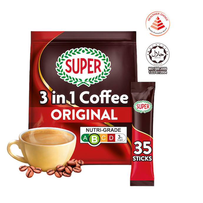 超级 低脂低糖原味咖啡 3合1速溶 | Super Original Instant 3 In1 Coffee 35 x 18g