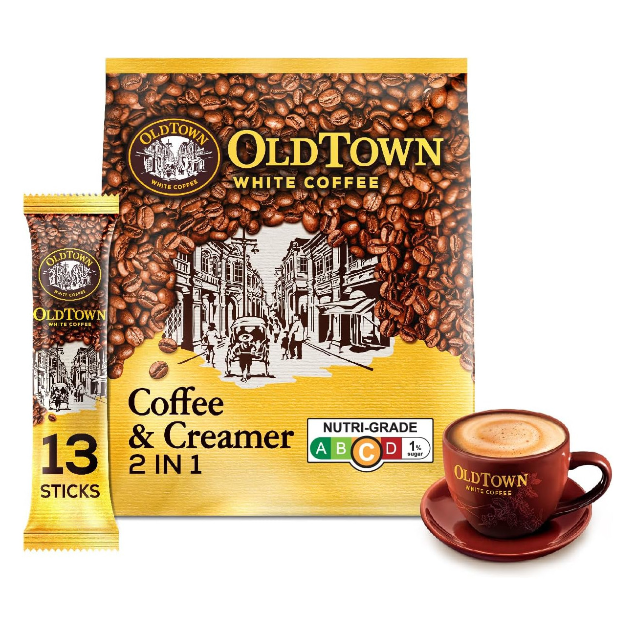 旧街场 咖啡与奶精白咖啡 2合1速溶 | Old Town Coffee And Creamer Instant 2 In1 Premix White Coffee 13 x 25g