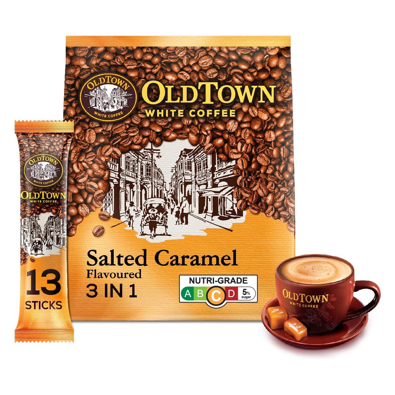 旧街场 咸焦糖味白咖啡 3合1速溶 | Old Town Salted Caramel Flavored Instant 3 In 1 Premix White Coffee 13 x 35g