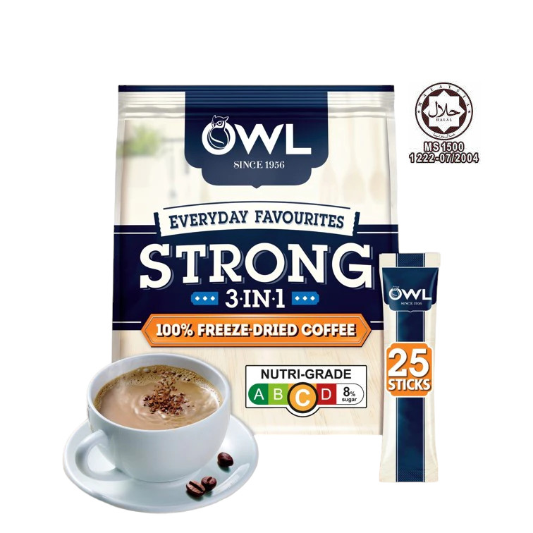 猫头鹰 特浓冻干咖啡 3合1速溶 | OWL Everyday Favourites Strong 100% Freeze-Dried Instant 3 In1 Coffee 25 x 20g