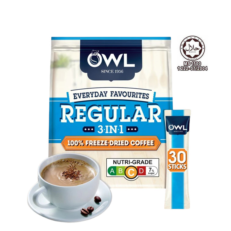 猫头鹰 原味冻干咖啡 3合1速溶 | OWL Everyday Favourites Regular 100% Freeze - Dried Instant 3 In1 Coffee 30 x 20g