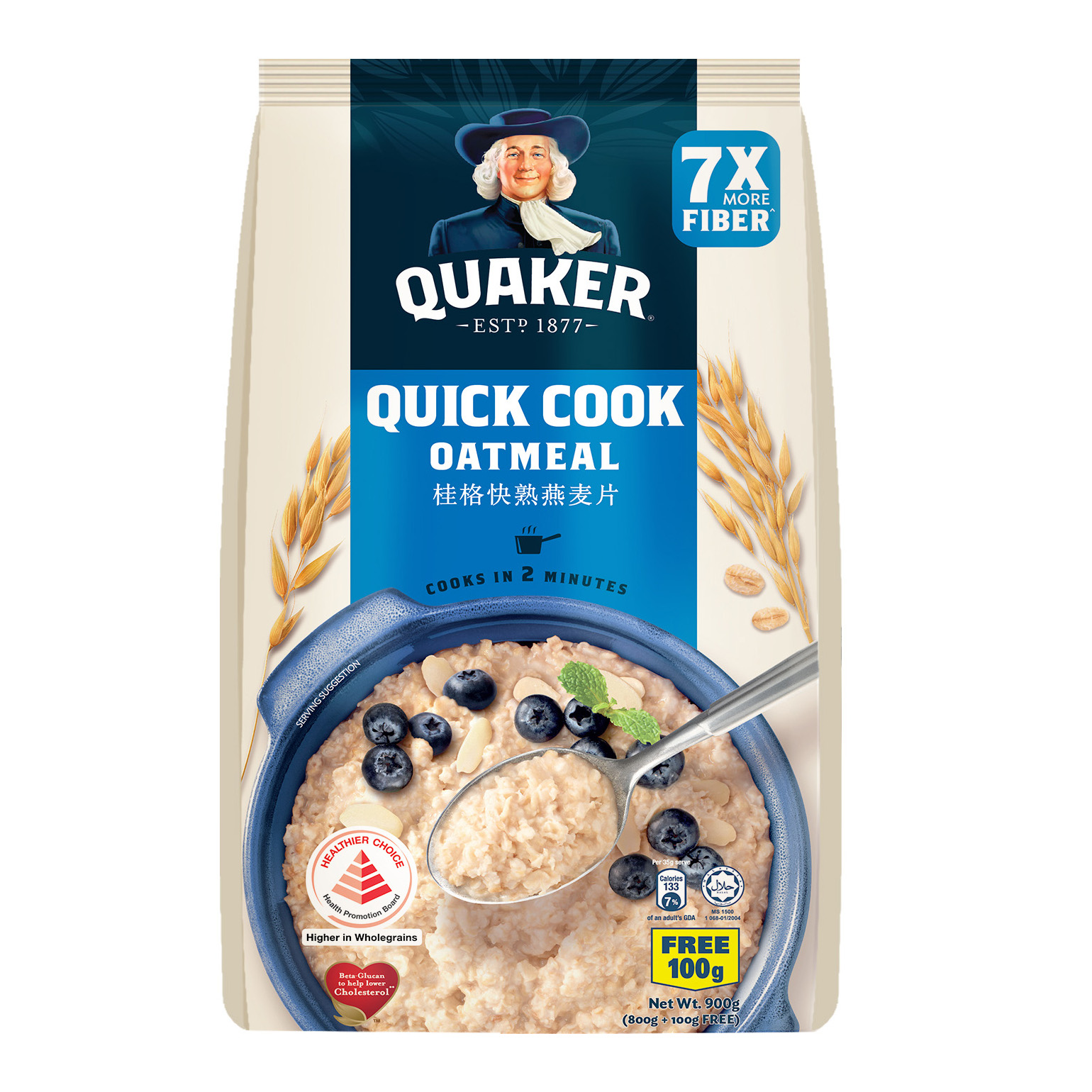 桂格 快熟燕麦片 | Quaker Oats Quickcook 2-minute Oatmeal Pack 800g + 100g