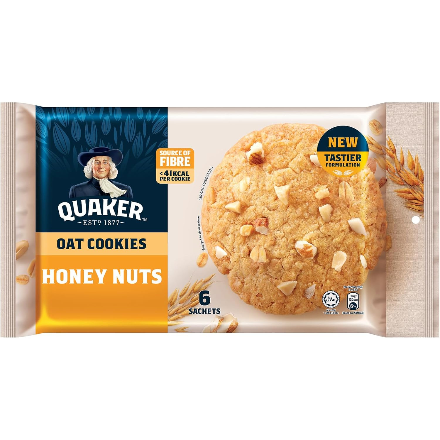 桂格 蜂蜜果仁燕麦曲奇饼 | Quaker Honey Nuts Oat Cookies 6 x 25g