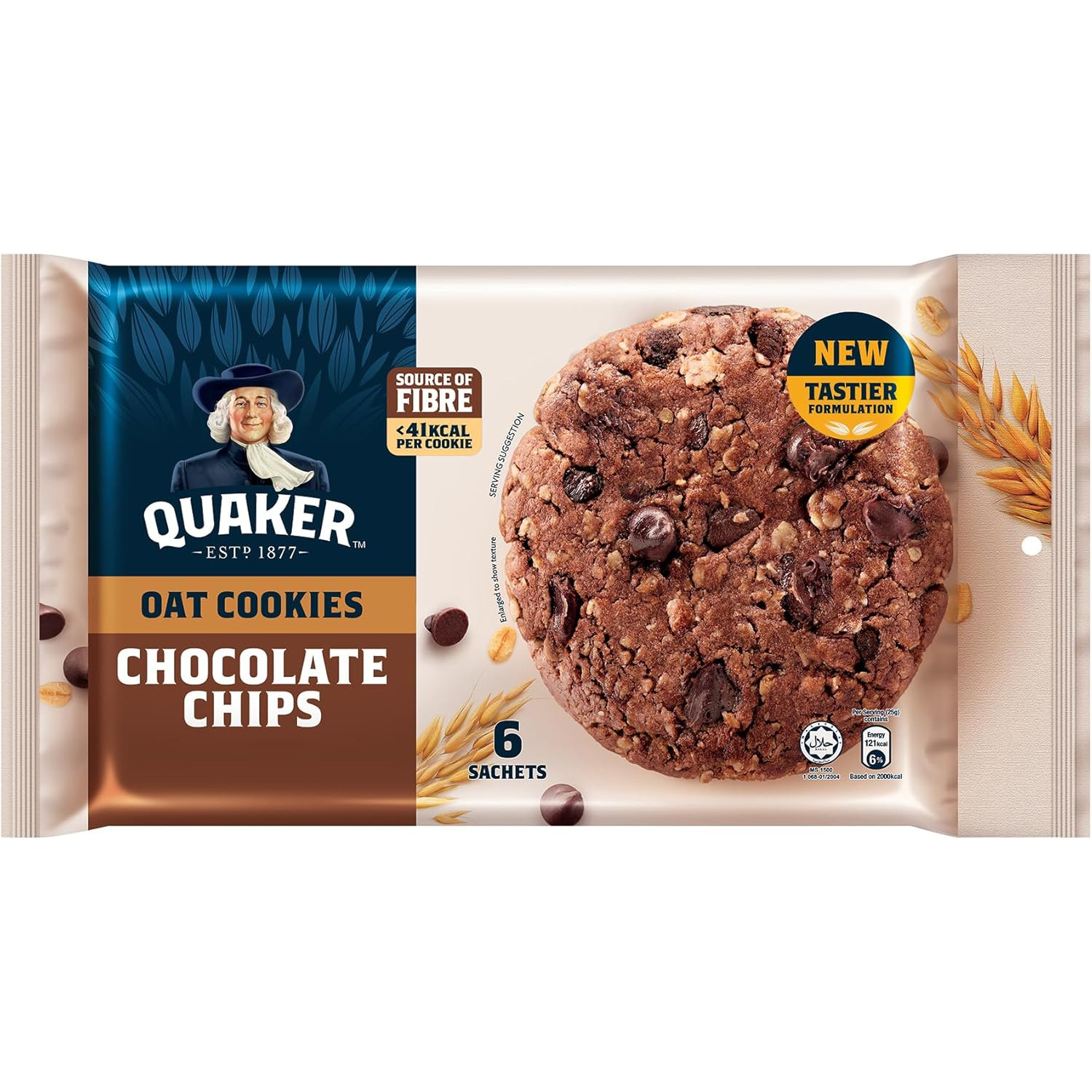 桂格 巧克力燕麦曲奇饼 | Quaker Chocolate Chips Oat Cookies 6 x 25g