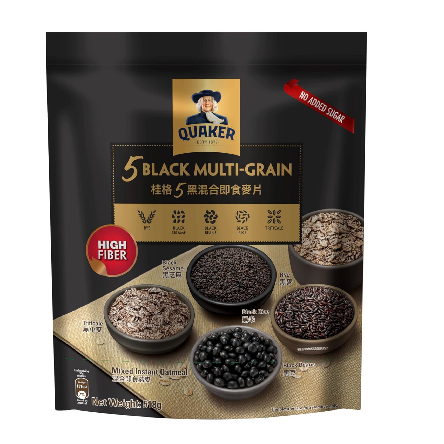 桂格 5黑混合即食麦片 | Quaker	Oats 5 Black Multigrain Mixed Instant Oatmeal 518g