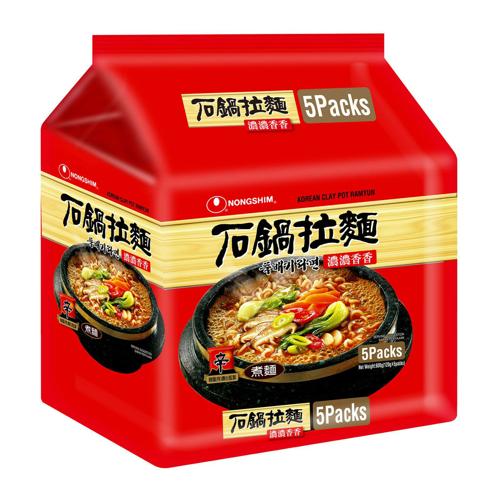 农心 石锅拉面 5袋 | Nongshim Korean Clay Pot Ramyun Instant Noodle  5 x 120g