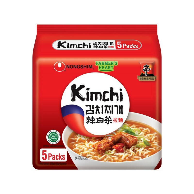 农心 辣白菜拉面 (清真) 5袋 | Nongshim Kimchi Ramyun (Halal) 5 x 120g